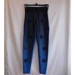 Ultracor Soulcycle Metallic Blue Star Black leggings Size Medium